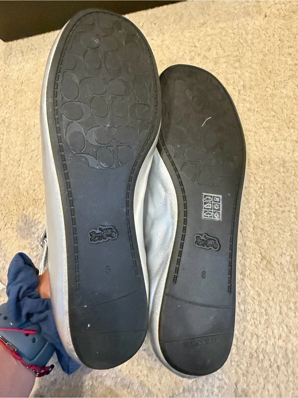 Coach Phoebe Silver Ballet Flats